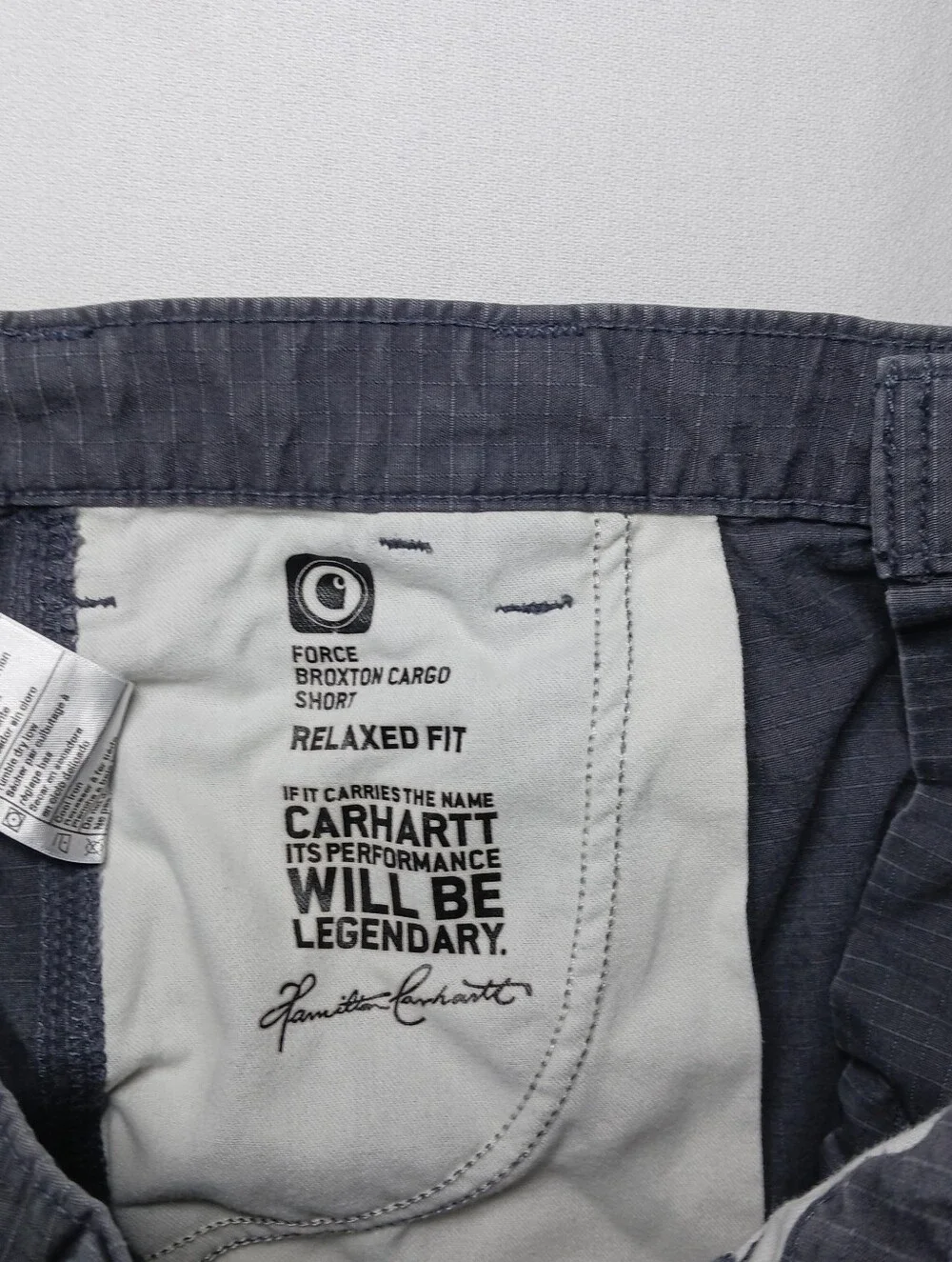 Carhartt Force Broxton Ripstop Cargo Shorts 36 Gray Relaxed Fit 103543